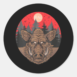 Boar Fullmoon Lover Seizoen Dier Wilde dieren Ronde Sticker