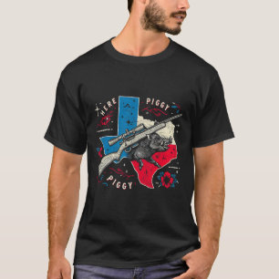 Boar Hunter Mannen Here Piggy Texas Wild Hog T-shirt