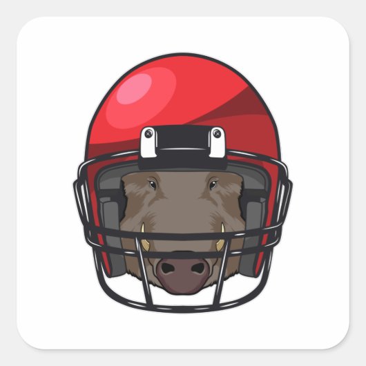 Boar op Football Sport Vierkante Sticker (Voorkant)