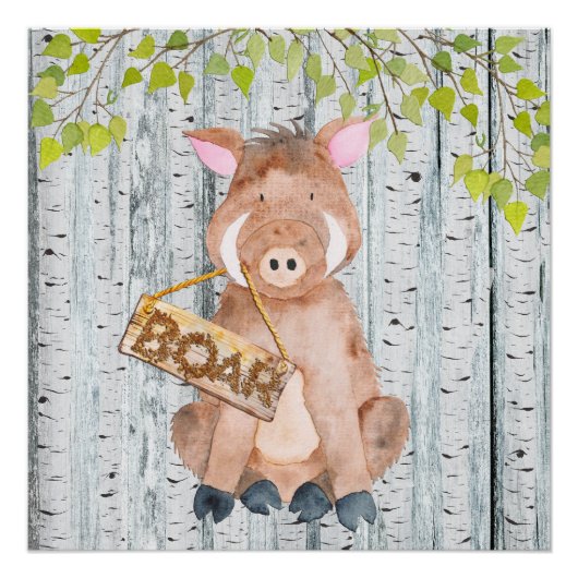 Boar- Woodland Friends - illustratie van de Waterv Poster (Voorkant)