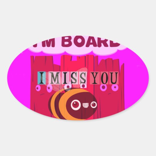 Board Bee Art Print Ovale Sticker (Voorkant)