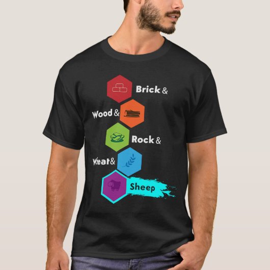 Board Game Brick Wood Rock Wheat & Sheep T-shirt (Voorkant)