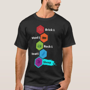 Board Game Brick Wood Rock Wheat & Sheep T-shirt