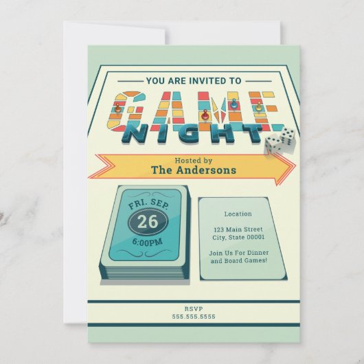 Board Game Night Invitation Kaart (Voorkant)