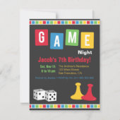 Board Game Night Kids Verjaardagsfeest Uitnodiging (Voorkant)