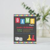 Board Game Night Kids Verjaardagsfeest Uitnodiging (Staand voorkant)