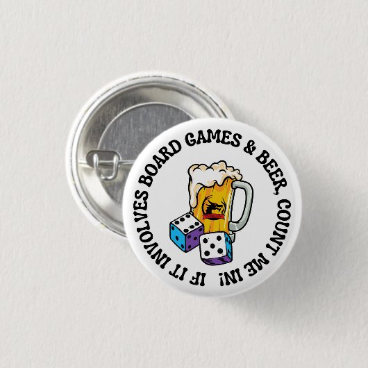 Board Games and Beer Ronde Button 3,2 Cm (Voorkant /achterkant)