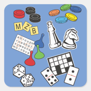 Board Games, Bunco, Domino Party Vierkante Sticker