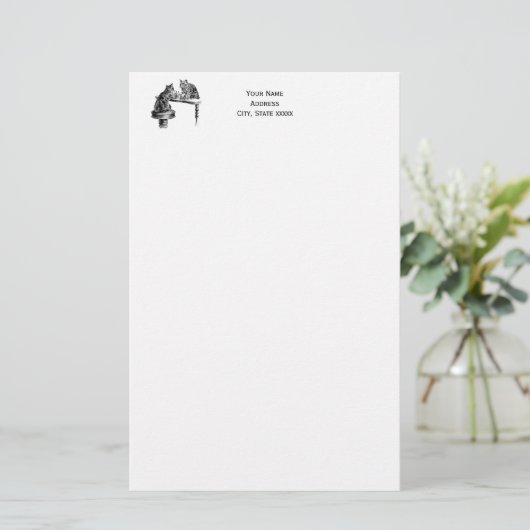 Board Games: twee katten die een Chess Match spele Briefpapier (Staand voorkant)