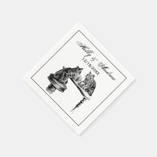 Board Games: twee katten die een Chess Match spele Servetten (Hoek)