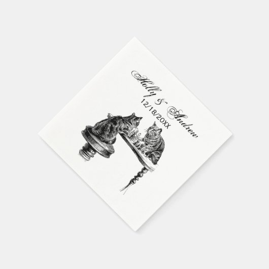 Board Games: twee katten die een Chess Match spele Servetten (Hoek)