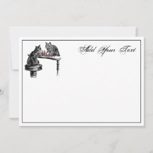 Board Games Two Cats die Chess Match NoteCard2 spe Notitiekaartje