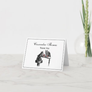 Board Games Two Cats die Chess Match Red spelen Bedankkaart