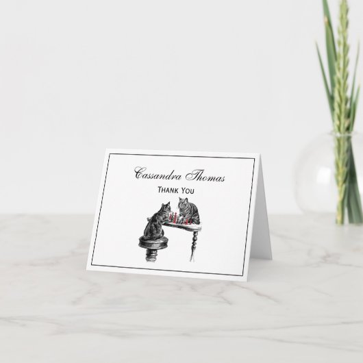 Board Games Two Cats die Chess Match Red spelen Bedankkaart (Voorkant)