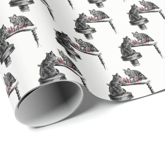 Board Games Two Cats die Chess Match Red spelen Cadeaupapier (Rol Hoek)