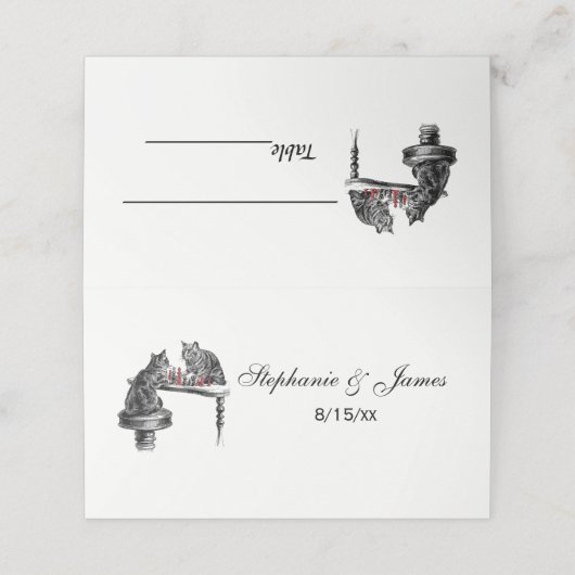 Board Games Two Cats die Chess Match Red spelen Plaatskaartje (Buitenkant ongevouwen)