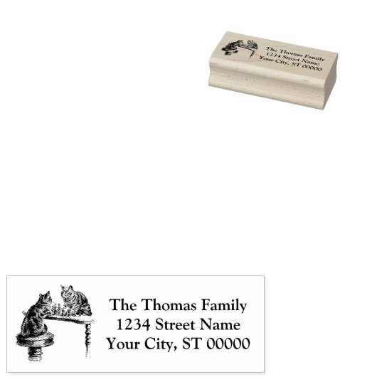 Board Games Two Cats die Chess Match Red spelen Rubberstempel (Gestempeld)