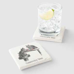 Board Games Two Cats die Chess Match Red spelen Stenen Onderzetter