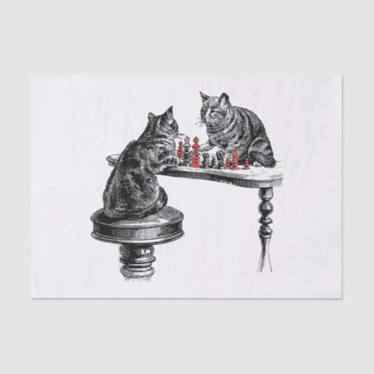 Board Games Two Cats die Chess Match Red spelen Tissuepapier (Voorkant)