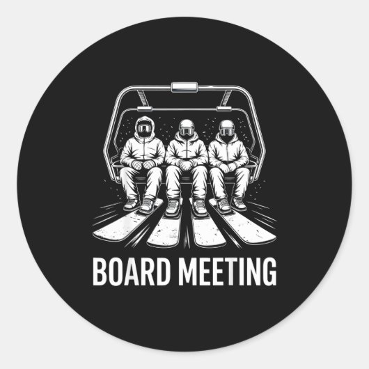 Board Meeting Snowboarders Skiing Enthusiasts Wint Ronde Sticker (Voorkant)