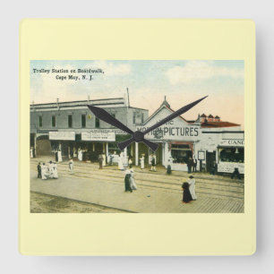 Board Walk, Cape May, Vintage van New Jersey Vierkante Klok