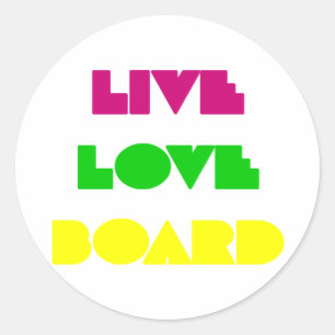 BoardChick Live Love Board Ronde Sticker