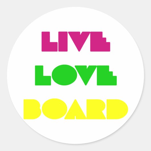 BoardChick Live Love Board Ronde Sticker (Voorkant)