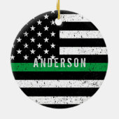 Boarder Patrol heeft een dun groene lijn met naam Keramisch Ornament (Achterkant)