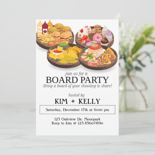 Boardfeest, Verjaardagsfeest, Charcuterie bord, Kaart (Staand voorkant)