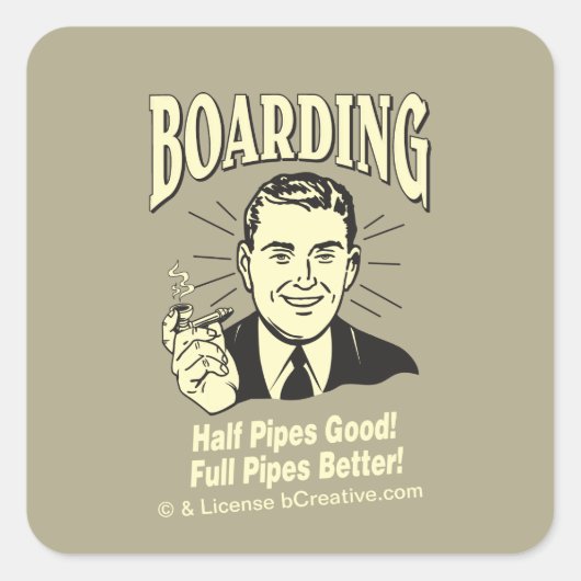 Boarding: Half Pipe's goed beter Vierkante Sticker (Voorkant)