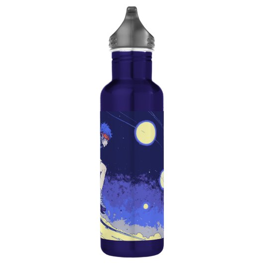 Boarding in de ruimte - Skateboarder Design Waterfles (Rechts)