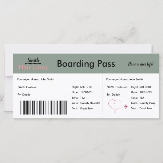 Boarding Pass Adoption Aankondiging Neutraal (Voorkant)