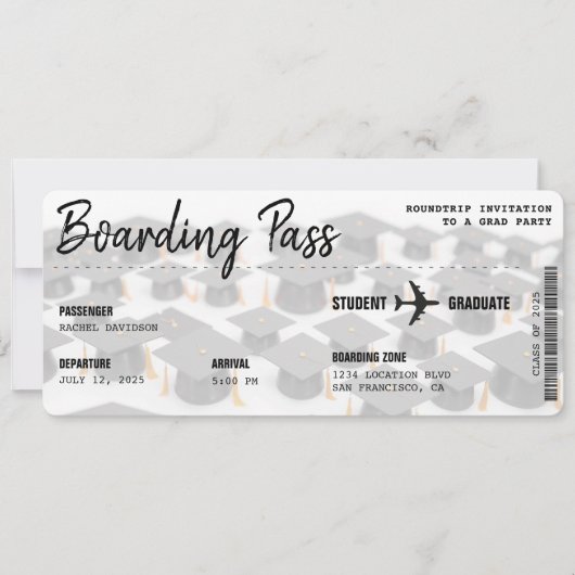 Boarding Pass Afstudeerder Pet Graduation Party Kaart (Voorkant)