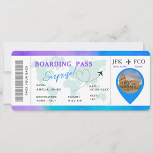 Boarding Pass Airline Ticket Verrassingsreis Kaart
