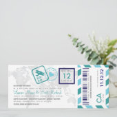 Boarding Pass Airmail Ticket Uitnodiging (Staand voorkant)