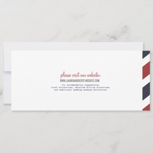 Boarding Pass Airmail Ticket Uitnodiging (Achterkant)