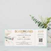 Boarding Pass Airplane Wedding Invitation Kaart (Staand voorkant)