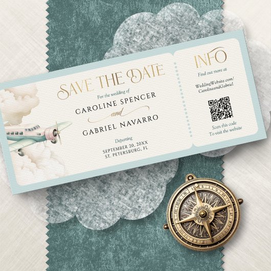 Boarding Pass Airplane Wedding Invitation Kaart