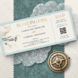 Boarding Pass Airplane Wedding Invitation Kaart