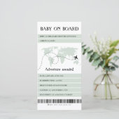 Boarding Pass Baby Aan boord Reizen Baby shower Feestdagenkaart (Staand voorkant)