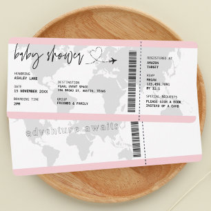 Boarding Pass Baby Girl Travel Baby shower Kaart
