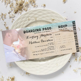 Boarding Pass Beach Foto RSVP & Weduwen Kaart