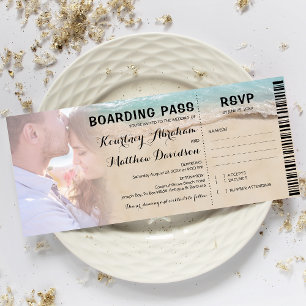 Boarding Pass Beach Foto RSVP & Weduwen Kaart