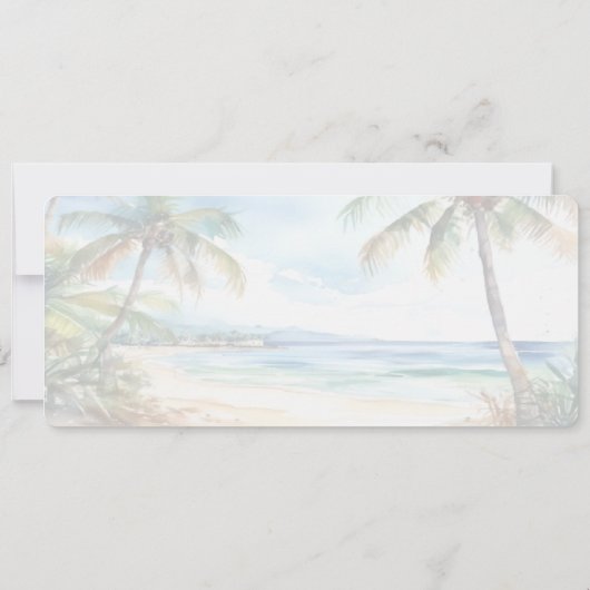 Boarding Pass Beach Palm Tree Destination Wedding Kaart (Achterkant)