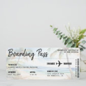 Boarding Pass Beach Palm Tree Destination Wedding Kaart (Staand voorkant)