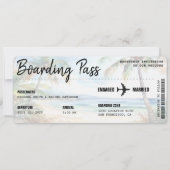 Boarding Pass Beach Palm Tree Destination Wedding Kaart (Voorkant)