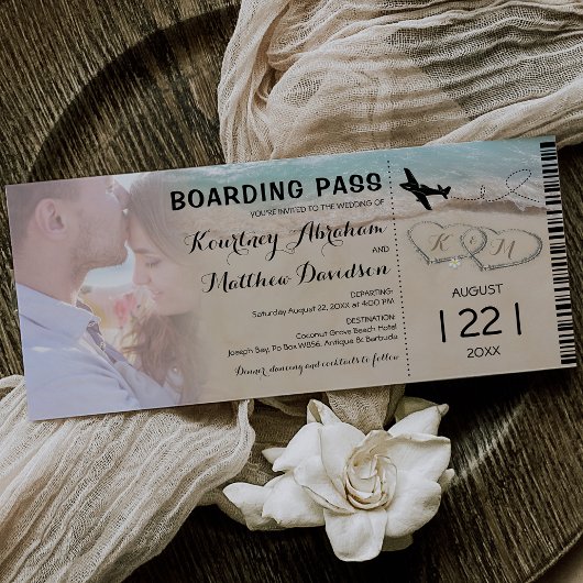 Boarding Pass Beach Photo Weddenschap Kaart