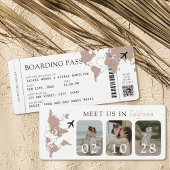 Boarding Pass Beige Neutraal 3 foto's Huwelijk Kaart