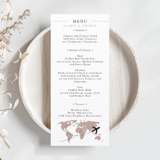 Boarding Pass Beige Neutral Destination Wedding Menu