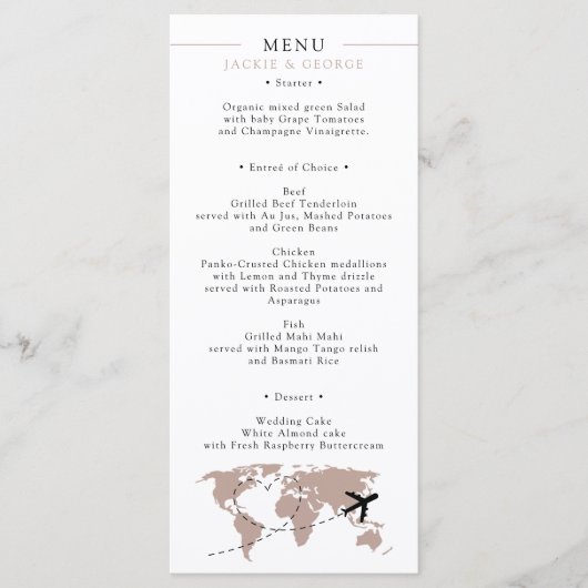 Boarding Pass Beige Neutral Destination Wedding Menu (Voorkant)